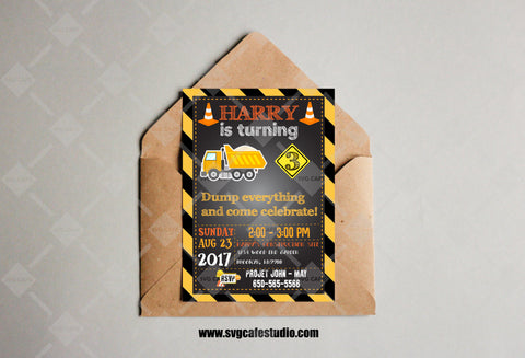 Construction Birthday Invitations, Editable Construction Invitation, Dump Truck Party Invite, Printable template Digital Instant download