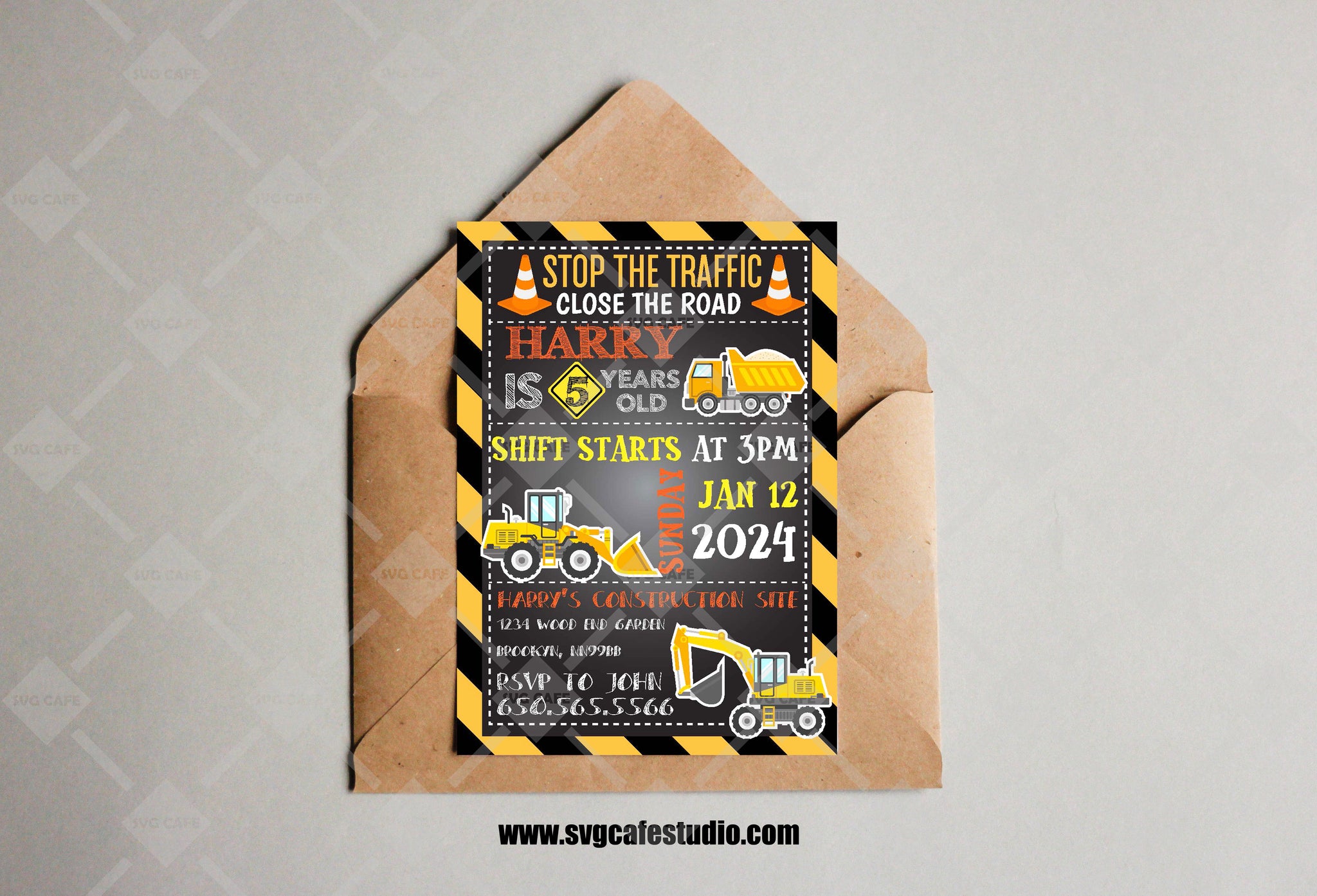 Editable Construction Invitation, Construction Birthday Invitations, Dump Truck Party Invite, Printable template Digital Instant download