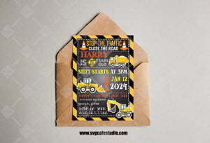 Editable Construction Invitation, Construction Birthday Invitations, Dump Truck Party Invite, Printable template Digital Instant download