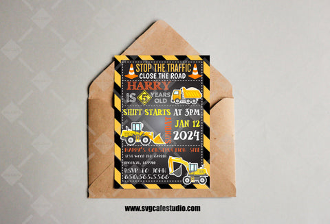 Editable Construction Invitation, Construction Birthday Invitations, Dump Truck Party Invite, Printable template Digital Instant download