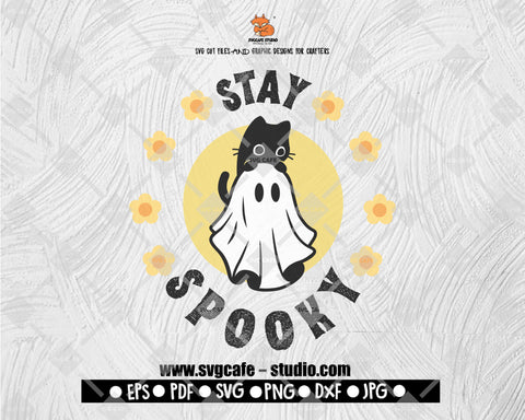 Stay Spooky Paw SVG, Funny Halloween SVG, Ghost SVG, Trick or Treat Png, Files for Cricut, Digital Downloads