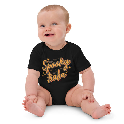 Organic cotton baby bodysuit, Baby Spooky Babe Tshirt, Fall, Autumn, Halloween, fun halloween Rompers, trendy halloween