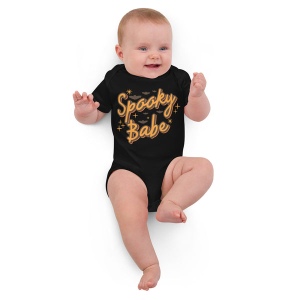 Organic cotton baby bodysuit, Baby Spooky Babe Tshirt, Fall, Autumn, Halloween, fun halloween Rompers, trendy halloween