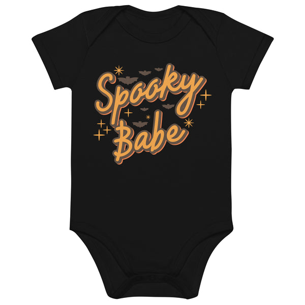 Organic cotton baby bodysuit, Baby Spooky Babe Tshirt, Fall, Autumn, Halloween, fun halloween Rompers, trendy halloween