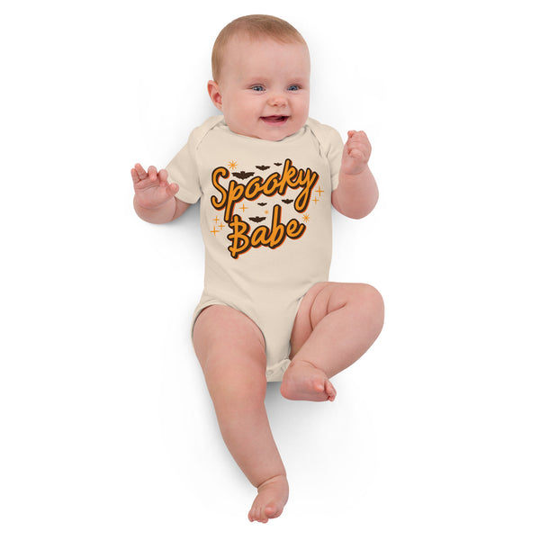 Organic cotton baby bodysuit, Baby Spooky Babe Tshirt, Fall, Autumn, Halloween, fun halloween Rompers, trendy halloween