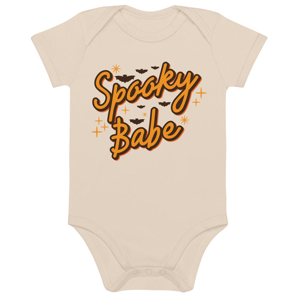 Organic cotton baby bodysuit, Baby Spooky Babe Tshirt, Fall, Autumn, Halloween, fun halloween Rompers, trendy halloween