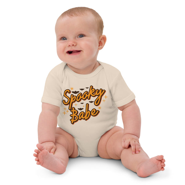 Organic cotton baby bodysuit, Baby Spooky Babe Tshirt, Fall, Autumn, Halloween, fun halloween Rompers, trendy halloween