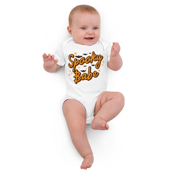 Organic cotton baby bodysuit, Baby Spooky Babe Tshirt, Fall, Autumn, Halloween, fun halloween Rompers, trendy halloween