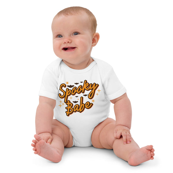 Organic cotton baby bodysuit, Baby Spooky Babe Tshirt, Fall, Autumn, Halloween, fun halloween Rompers, trendy halloween