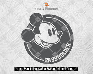 Mickey Disney Vintage passholder SVG Disney Digital File Download - DXF EPS PNG JEPG SVG PNG