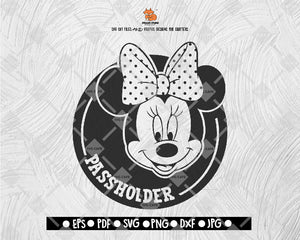Minnie Mouse passholder SVG Disney Digital File Download - DXF EPS PNG JEPG SVG PNG