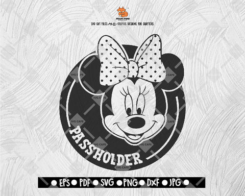 Minnie Mouse passholder SVG Disney Digital File Download - DXF EPS PNG JEPG SVG PNG