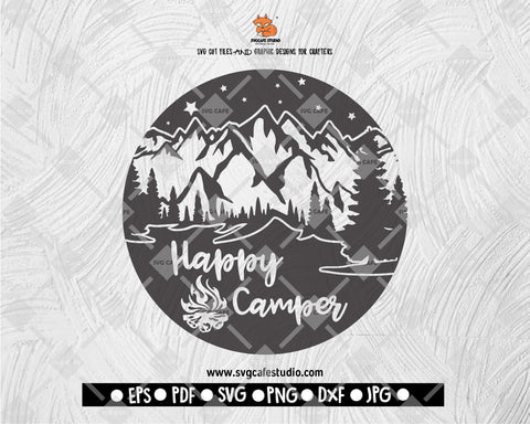 Happy Camper Life SVG Camping Cut file Saying svg Digital File Download - DXF EPS PNG JEPG SVG PNG