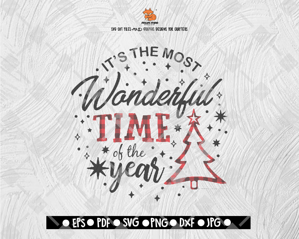 It's the Most Wonderful Time of the Year Svg, Christmas Svg, Buffalo Plaid Svg, Merry Christmas Svg, Christmas Cut Files - SVG, PNG, EPS, JPG, DFX