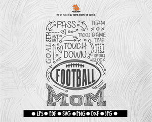 Football mom , Football Cutting File, PNG Lettering Typography Digital File Download - DXF EPS PNG JEPG SVG PNG
