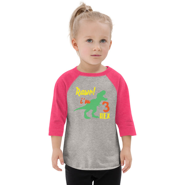Rawr i'm Three Rex, Three years birthday shirt, Dinosaur, 3rd birthday T-shirt, Birthday boy T-shirt, Toddler baseball shirt