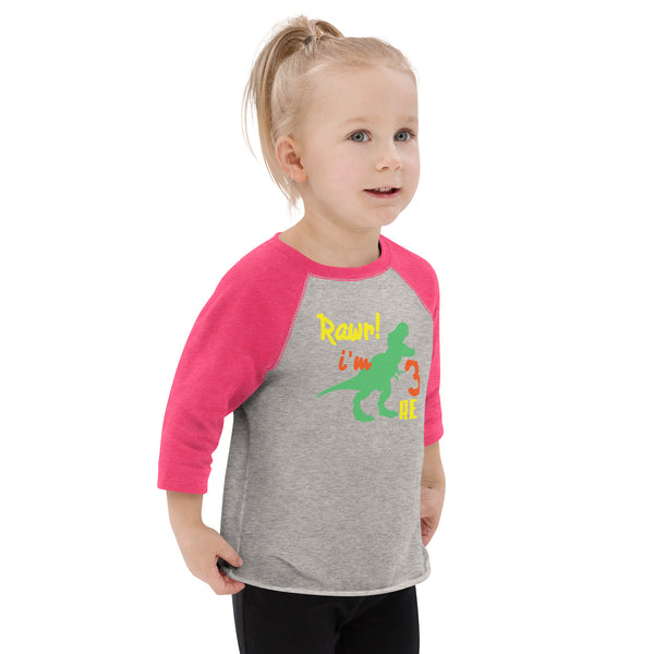 Rawr i'm Three Rex, Three years birthday shirt, Dinosaur, 3rd birthday T-shirt, Birthday boy T-shirt, Toddler baseball shirt