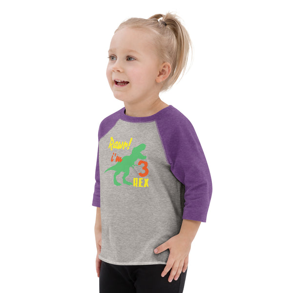 Rawr i'm Three Rex, Three years birthday shirt, Dinosaur, 3rd birthday T-shirt, Birthday boy T-shirt, Toddler baseball shirt