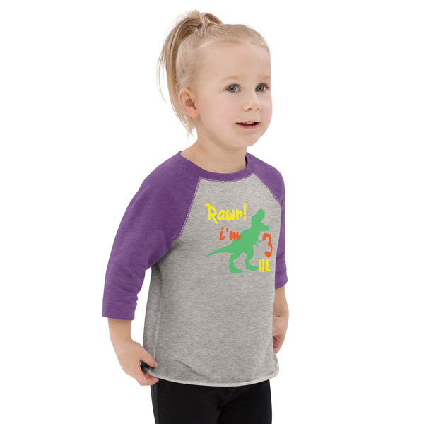 Rawr i'm Three Rex, Three years birthday shirt, Dinosaur, 3rd birthday T-shirt, Birthday boy T-shirt, Toddler baseball shirt
