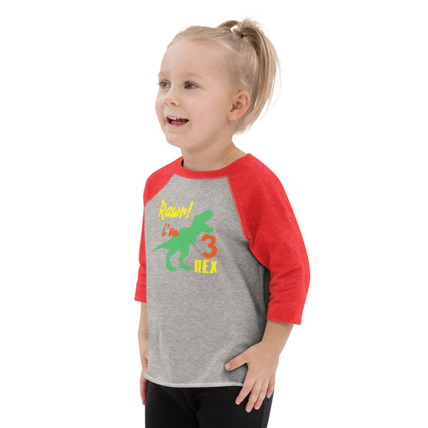 Rawr i'm Three Rex, Three years birthday shirt, Dinosaur, 3rd birthday T-shirt, Birthday boy T-shirt, Toddler baseball shirt