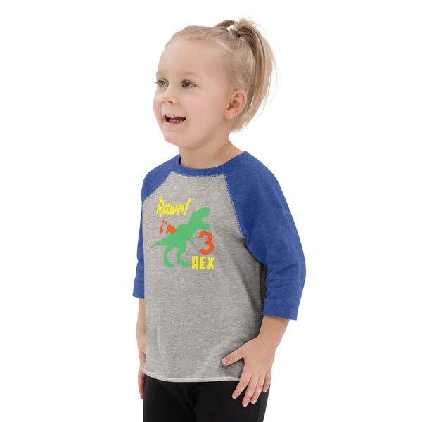 Rawr i'm Three Rex, Three years birthday shirt, Dinosaur, 3rd birthday T-shirt, Birthday boy T-shirt, Toddler baseball shirt