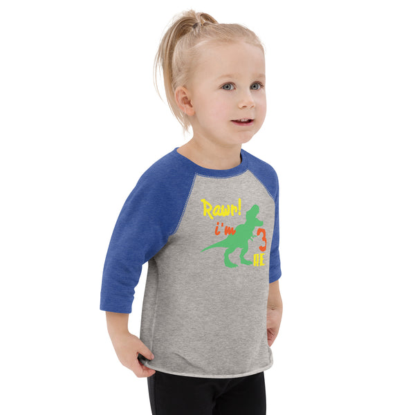 Rawr i'm Three Rex, Three years birthday shirt, Dinosaur, 3rd birthday T-shirt, Birthday boy T-shirt, Toddler baseball shirt
