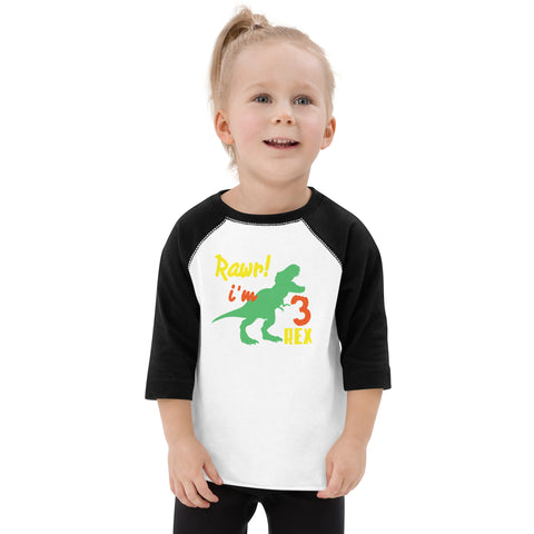 Rawr i'm Three Rex, Three years birthday shirt, Dinosaur, 3rd birthday T-shirt, Birthday boy T-shirt, Toddler baseball shirt