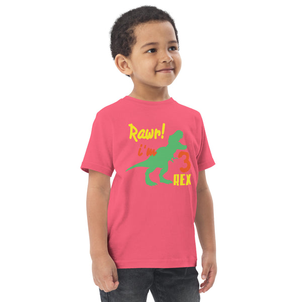 Rawr i'm Three Rex, Three years birthday shirt, Dinosaur, 3rd birthday T-shirt, Birthday boy T-shirt, Toddler jersey t-shirt