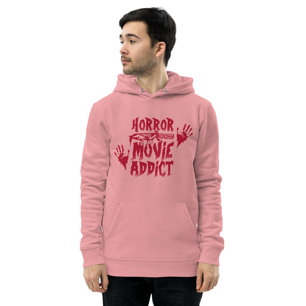Horror Addict Hoodie - Horror Movie Addict Sweatshirt - Halloween Movie Junkie & Podcast Lover - Spooky Season Sweater - Slasher Thriller Halloween Sweater Unisex essential eco hoodie