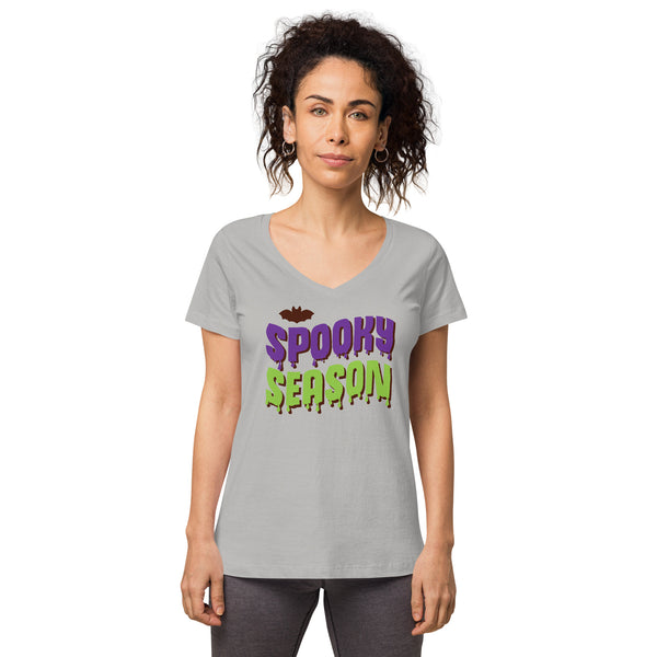 Spooky Season Shirt,Fall Shirt, Spooky Season Halloween Shirt, Halloween T-shirt, Halloween vibes, Women’s fitted v-neck t-shirt
