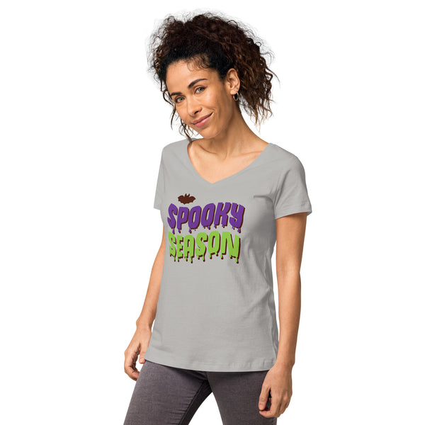 Spooky Season Shirt,Fall Shirt, Spooky Season Halloween Shirt, Halloween T-shirt, Halloween vibes, Women’s fitted v-neck t-shirt