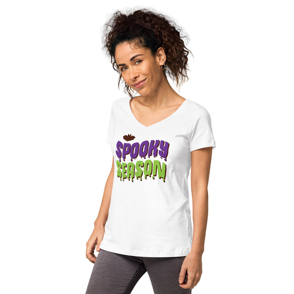 Spooky Season Shirt,Fall Shirt, Spooky Season Halloween Shirt, Halloween T-shirt, Halloween vibes, Women’s fitted v-neck t-shirt