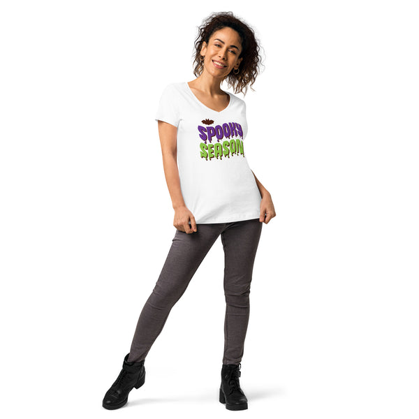 Spooky Season Shirt,Fall Shirt, Spooky Season Halloween Shirt, Halloween T-shirt, Halloween vibes, Women’s fitted v-neck t-shirt